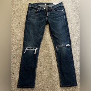 Rag & Bone skinny jeans, rip & repair style at the knees. Excellent condition.
